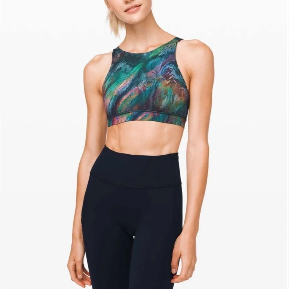 Rare Lululemon Energy Bra High Neck Cosmic Shift Multi Size 4 Special Edition